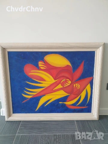 Piscaro 105х85см/голяма абстрактна картина масло върху платно/модернизъм-сюрреализъм/дървена рамка