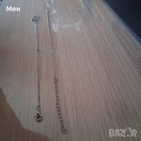 Сребърна гривна със сърчице и прозрачни блестящи камъчета с удължение за врата, снимка 2 - Гривни - 52008128