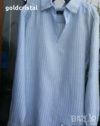  мъжка риза лен с дълъг ръкав, снимка 6 - Ризи - 11093163