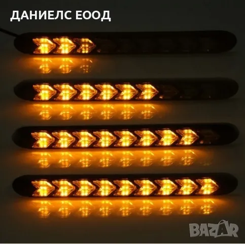 Дневни 6 LED светлини гъвкави с вграден бягащ мигач - 18.5см. 2 броя, снимка 2 - Аксесоари и консумативи - 47209296