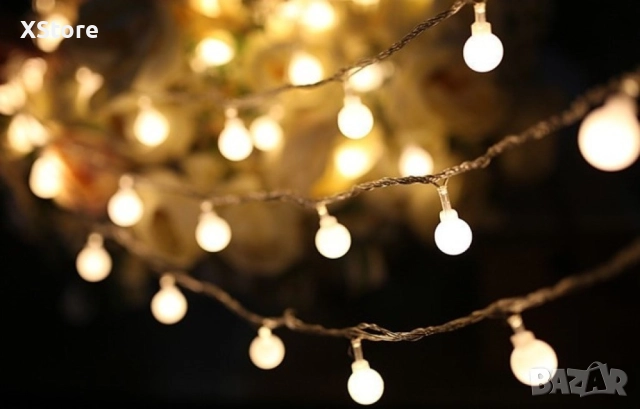 Соларно коледно LED осветление, 60 броя, 6 метра, снимка 7 - Соларни лампи - 52439766
