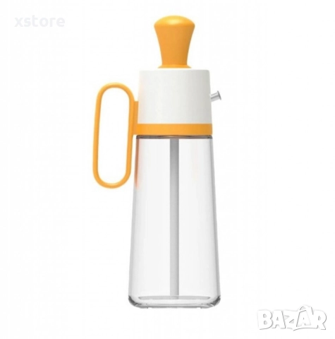 Бутилка с капкомер за олио, оцет и сосове заедно със 630 мл диспенсър за зехтин със силиконова четка