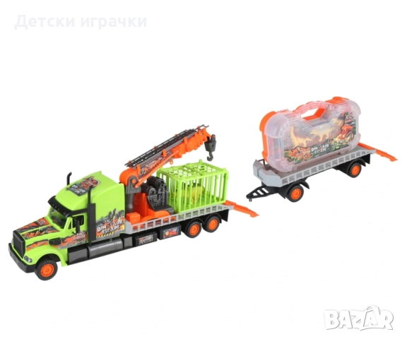 Камион с кран за превоз на Динозаври 90см, с динозаври комплект , снимка 3 - Коли, камиони, мотори, писти - 52826809