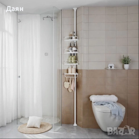 Ъглова етажерка за баня SONGMICS, органайзер за баня 85-305см