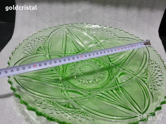 Стара стъклена фруктиера цветно зелено стъкло , снимка 2 - Антикварни и старинни предмети - 53308115