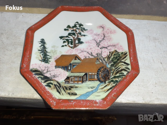 Порцелан японска ръчно рисувана чиния Kutani - маркировка