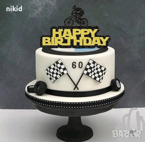 10 бр Колоездач Велосипедист на колело картонени брокат топери украса декор за мъфини кексчета топер, снимка 2 - Други - 52422696