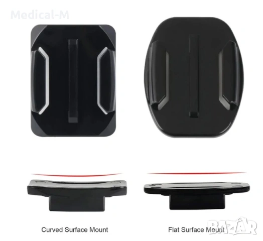 Самозалепваща плоска и извита стойка за GoPro Hero 13, 12, 11, 10, 9, 8, Insta360, SJCAM, A, снимка 4 - Камери - 53084768