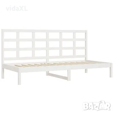 vidaXL Дневно легло без матрак, бял, 90x200 см, борово дърво масив（SKU:3107906）, снимка 3 - Спални и легла - 48777735