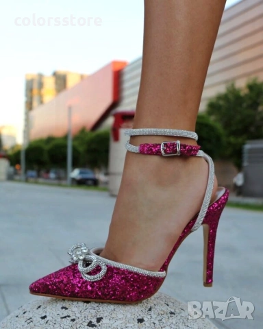 Сандали на ток - циклама брокат - BY22 