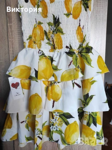Лятна рокля с лимони, снимка 2 - Рокли - 53739535