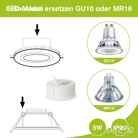 LED лунички за вграждане, 5W, 22мм, димируеми, 7 бр/к-кт, снимка 5 - Лед осветление - 49162708