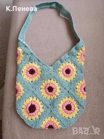 Плетена чанта слънчогледи 
