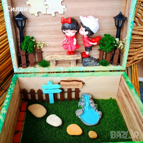 Уникална дървена кутия-макет "Fairy garden" с вътрешна декорация сюжет, снимка 5 - Други - 50835065