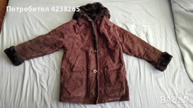 кожено яке "Gallery"дамско,естествен велур, ново, зимно,с качулка