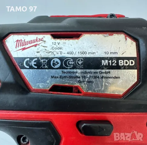 Milwaukee M12 BDD - Акумулаторен винтоверт 12V 2.0Ah, снимка 5 - Винтоверти - 47383610