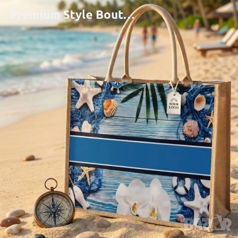 Стилна лятна чанта за плаж и разходка, размер 43 х 34 см, снимка 9 - Чанти - 54038291