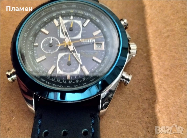 Мъжки ръчен Часовник Citizen Blue Angels World Chronograph дата,ден час в месеца, снимка 6 - Мъжки - 39795590