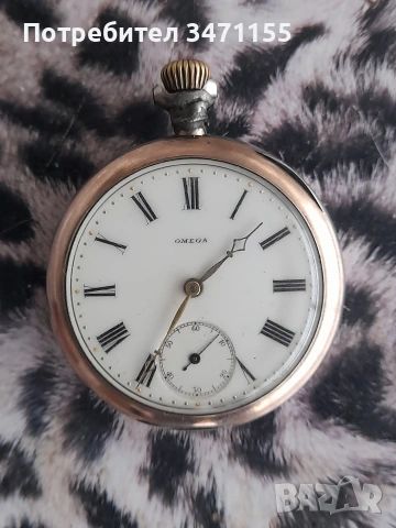 Сребърен джобен швейцарски часовник Омега, снимка 2 - Антикварни и старинни предмети - 53167428