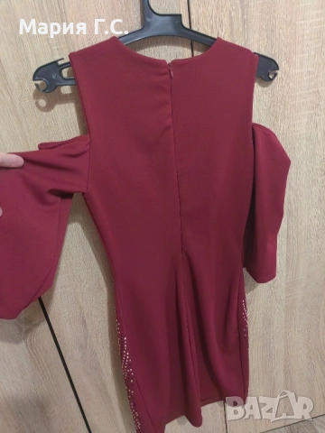 Червена рокля с камъни , снимка 3 - Рокли - 52119445