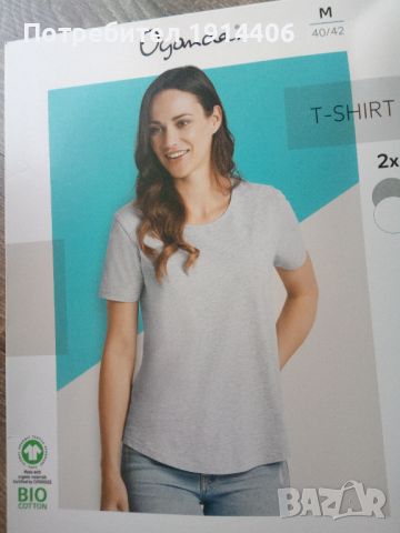 Дамска тениска T-SHURT  Oyanda , комплект 2 бр., бяло и сиво,, снимка 1 - Тениски - 46461648