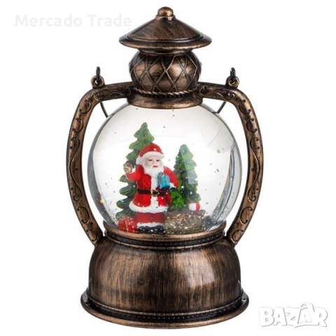 Коледен фенер със снежни топки, LED музикален дизайн с Дядо Коледа, снимка 2 - Декорация за дома - 52484552