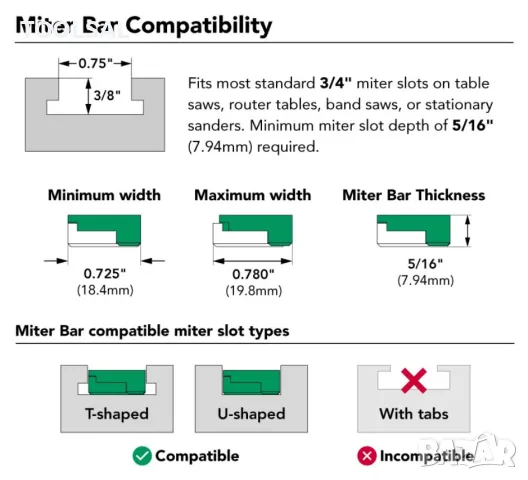 MICROJIG ZEROPLAY Mitre Bar плъзгач за Т слот, снимка 5 - Други инструменти - 46890758