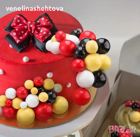 108 броя червени жълти черни бели топчета топки на тел от стиропор за декорация на торта , снимка 4 - Други - 51028849