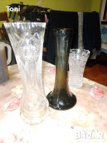 ваза три броя кристална ваза,стъклена ваза, снимка 2 - Вази - 53977657