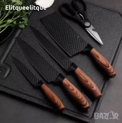 Стилен и практичен кухненски комплект ножове – 6 части, снимка 2 - Други - 52353828