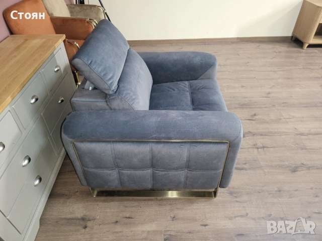 Сив фотьойл от плат Marvella, снимка 3 - Дивани и мека мебел - 53802302