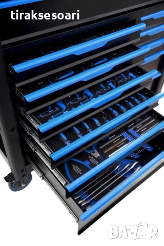 Количка с инструменти STAHLMAYER JUMBO XXL – професионален шкаф с 12 чекмеджета и 501 части, снимка 5 - Куфари с инструменти - 51701380