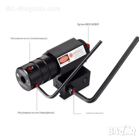 Компактен червен лазерен прицел мерник лазер за въздушен пистолет еърсофт глок макаров оръжие пушка, снимка 5 - Оборудване и аксесоари за оръжия - 51051891