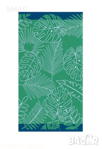 Плажна кърпа Green Blue Tropical Leaves Sandfree Бързосъхнеща 75x150см, снимка 1 - Други - 46373160