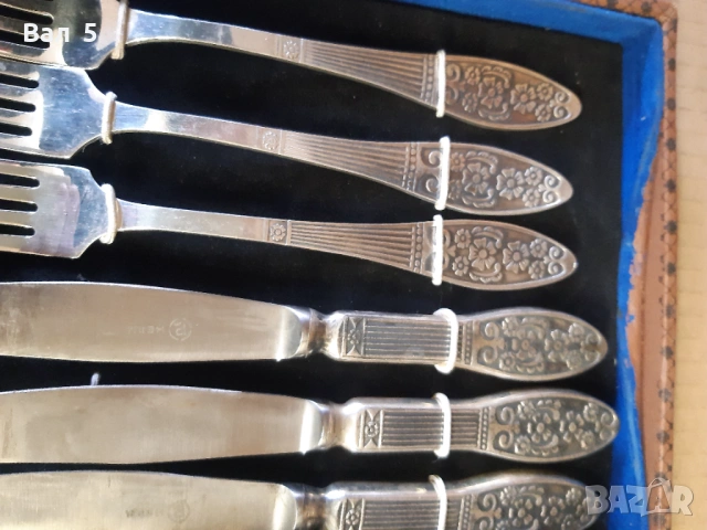 Стари посребрени прибори за хранене - СССР, снимка 5 - Антикварни и старинни предмети - 53960897