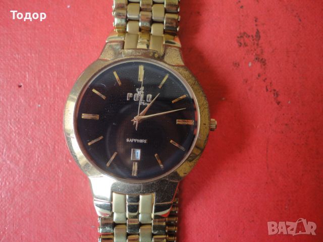 Позлатен часовник Polo Sapphire, снимка 2 - Мъжки - 45194321