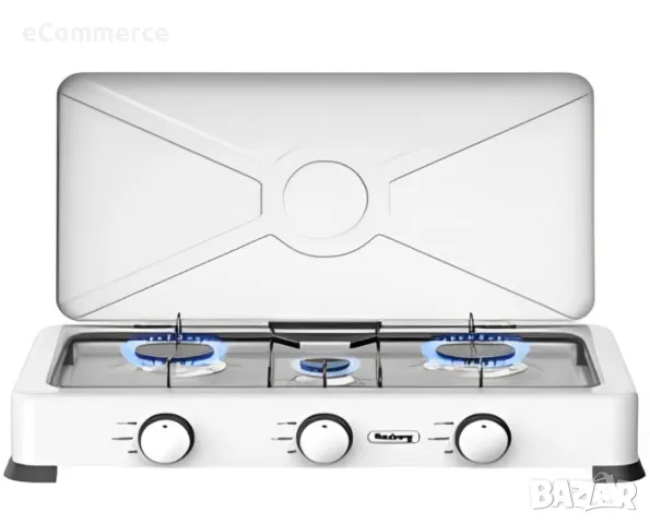 Троен газов котлон с капак Rosberg R51454E3, 30mbar 2x2.2kWh+1x1kWh, снимка 2 - Котлони - 47647572