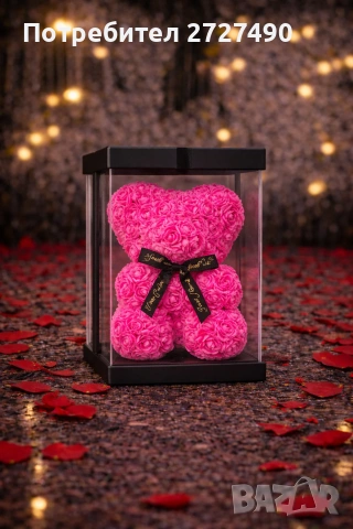 Мече от вечни рози , снимка 3 - Подаръци за жени - 53328976