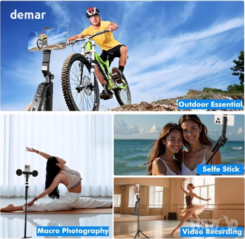 Статив за селфита с автоматично проследяване на лица за iPhone и Android, 1,8 м, дистанционно, снимка 9 - Селфи стикове, аксесоари - 53836378