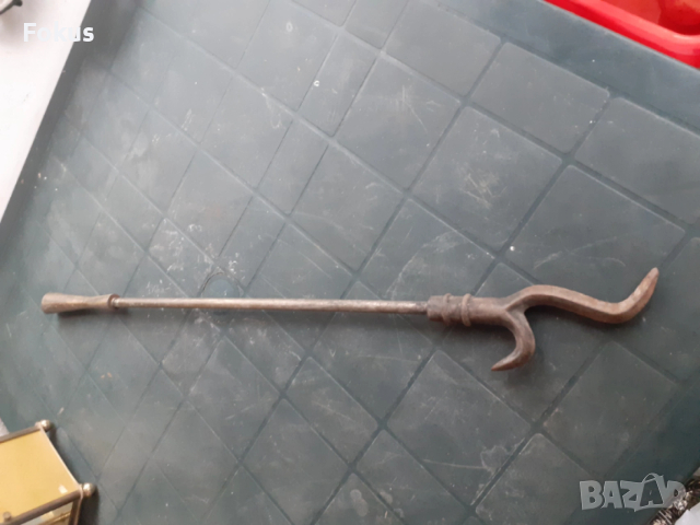 Голям стар ръжен за камина печка огнище, снимка 2 - Антикварни и старинни предмети - 53282613