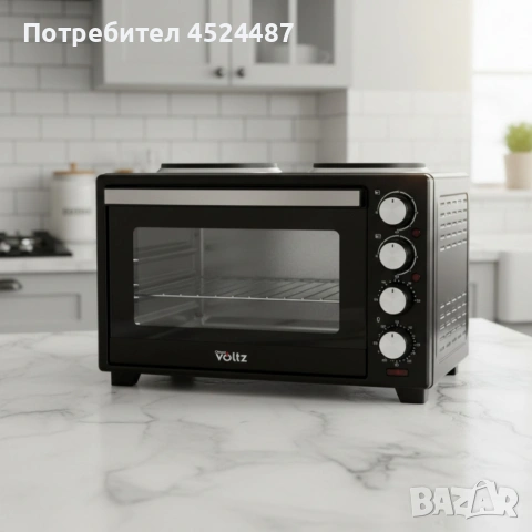 Готварска печка Voltz с фурна и 2 котлона 3200W, компактна електрическа печка за кухня, снимка 2 - Печки, фурни - 53817717