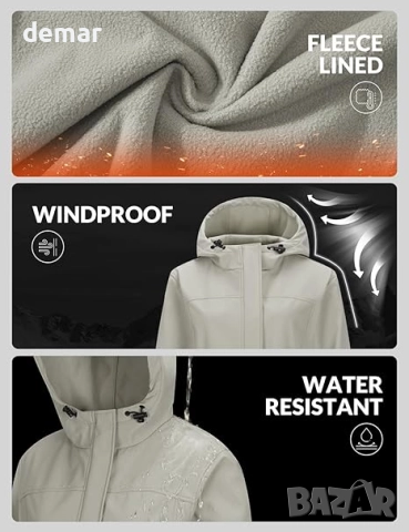 Дамско яке baleaf с поларена подплата, дълго, леко, водоустойчиво, ветроустойчиво, снимка 4 - Якета - 52441248