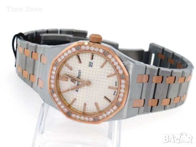 Audemars Piguet Royal Oak 33mm Two Tone White Diamond Дамски Различни Цветове, снимка 4 - Дамски - 54047404