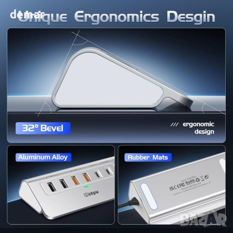 intpw P9R PRO USB C хъб,10-в-1  4K/60Hz HDMI,10Gbps Type C и USB A 3.2, снимка 4 - Кабели и адаптери - 51689684