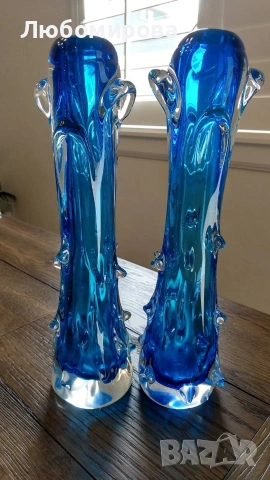 Две вази "Бохемия" – Ян Беранек, Skrdlovice /Чехия)/, снимка 2 - Антикварни и старинни предмети - 54237278