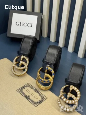 колани от естествена кожа в кутия Gucci 4см
