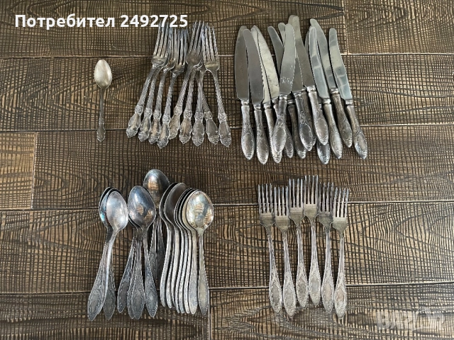 Руски столови прибори посребрени, 3 модела, снимка 5 - Антикварни и старинни предмети - 39674833