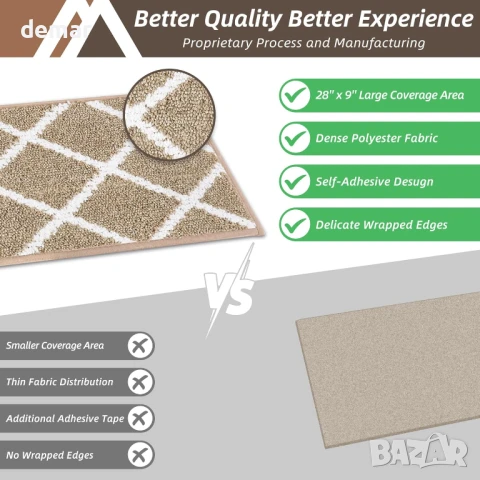 COSY HOMEER 15 броя противоплъзгащи полиестерни подложки за стълби, бежови, снимка 4 - Други стоки за дома - 50584719