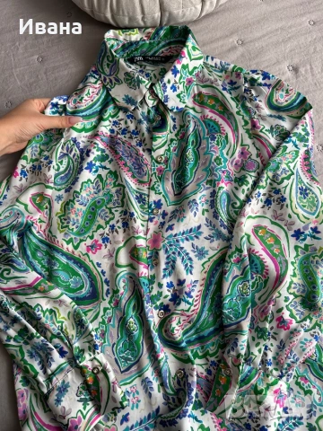 Риза от сатен ZARA, снимка 5 - Ризи - 53173805