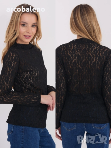 Дамска дантелена блуза с дълги ръкави, 5цвята   , снимка 9 - Блузи с дълъг ръкав и пуловери - 52856669